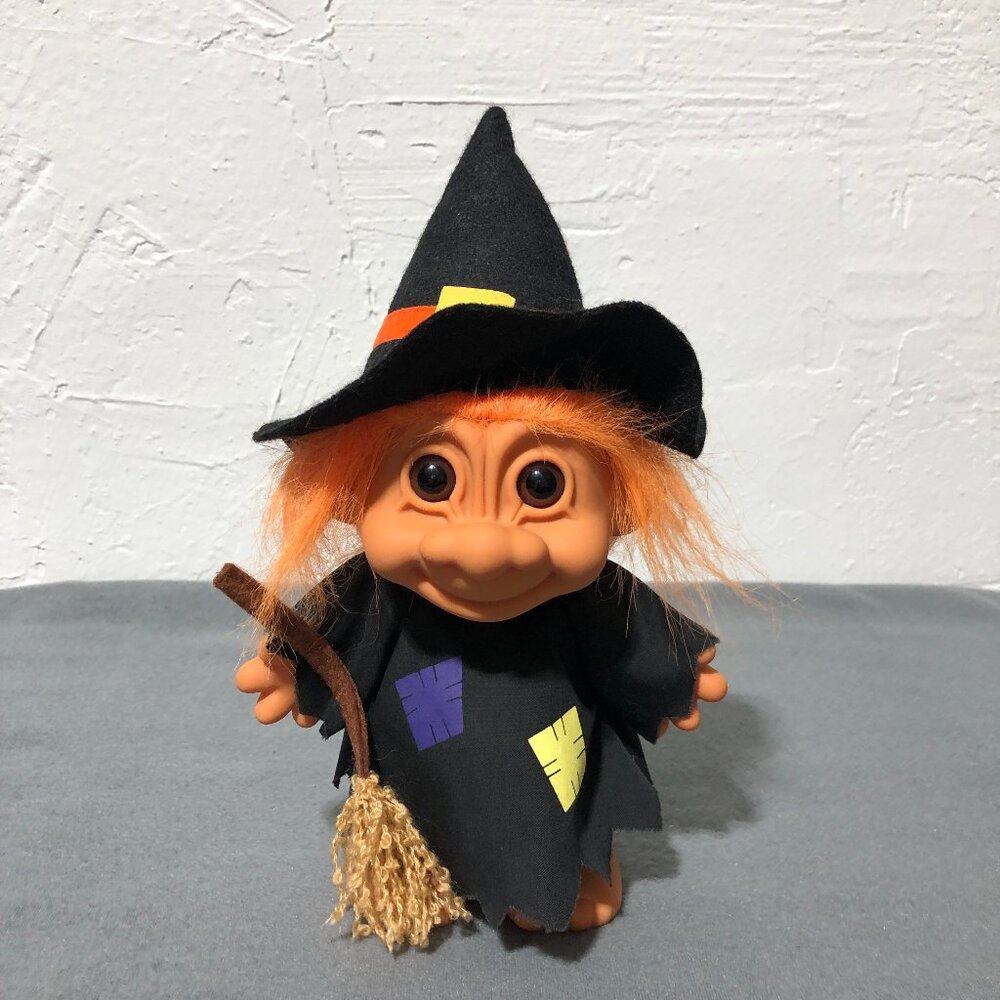 Russ Orange-Haired Witch Troll Doll in Black Outfit